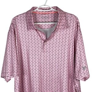 Maelreg Performance Golf Polo Shirt Mens 2XL Pink‎ All Over Print Stretch read